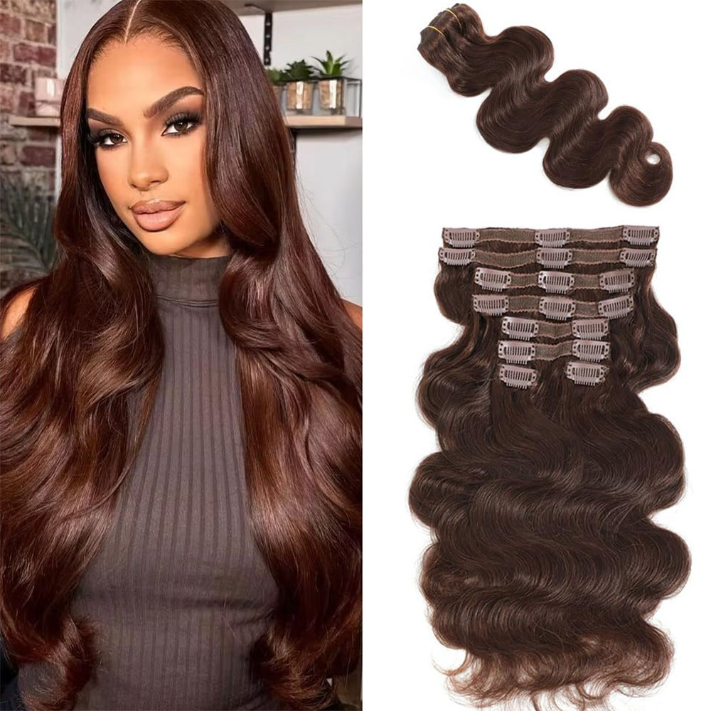 Seamless Clip In Hair Extensions Human Hair - # 4 Clips de vague de