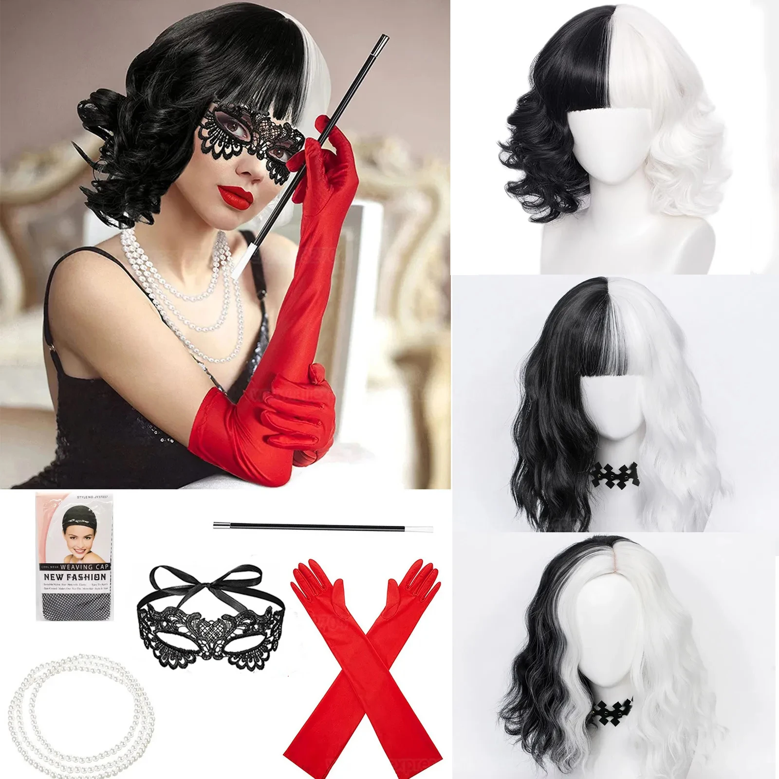 Synthetic Braided Wigs For Black Women - Perruque de cosplay Cruella de Vil,