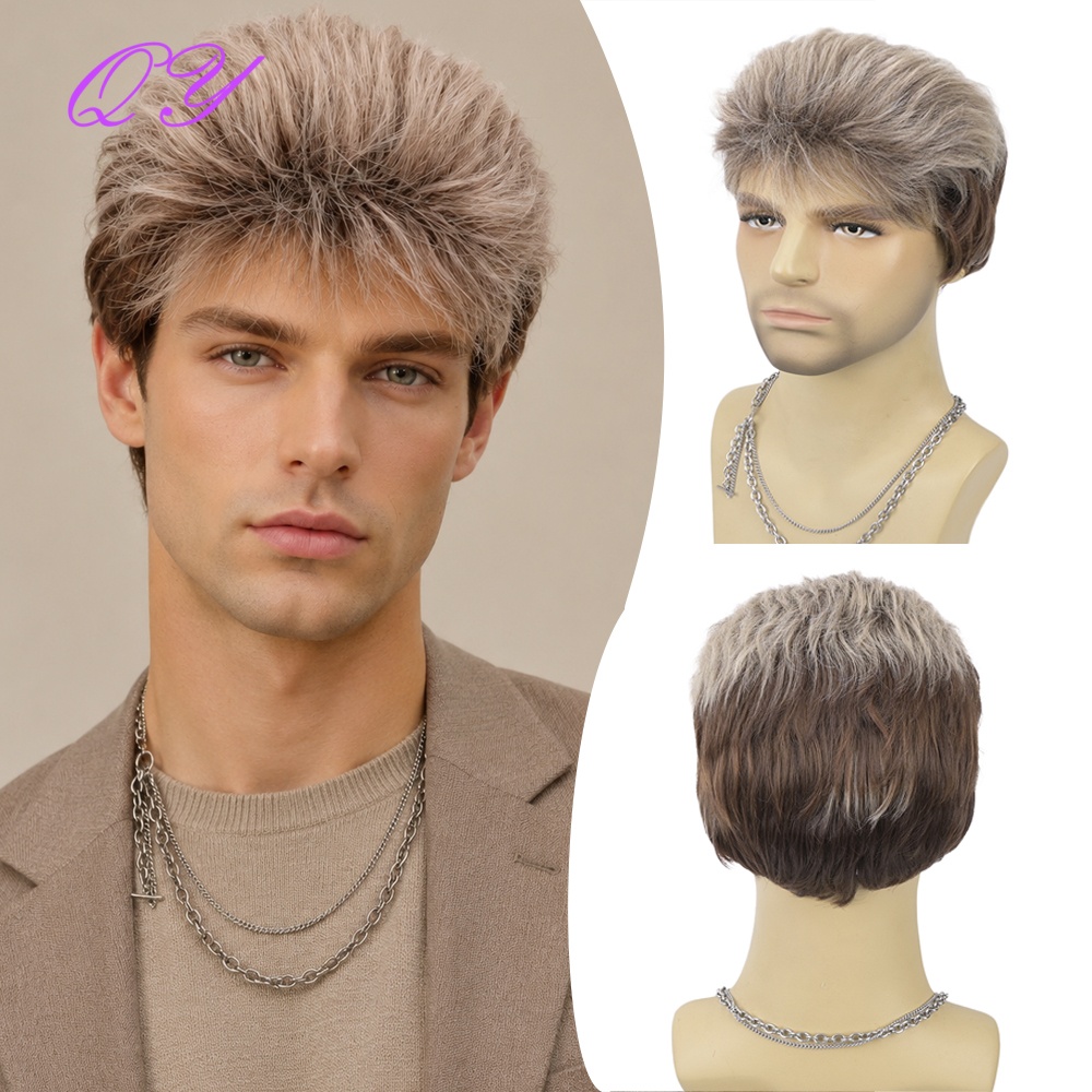 Synthetic Wigs - Perruque synthétique courte marron blond platine
