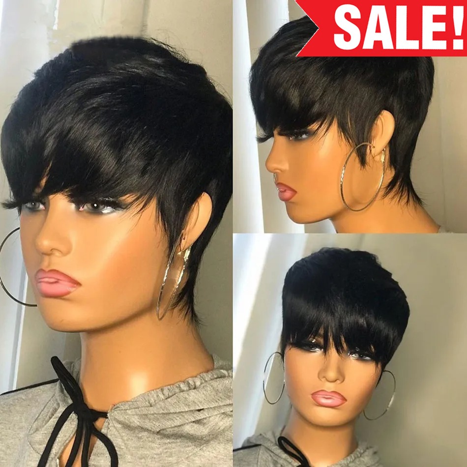 Short Pixie Cut Wig Human Hair Cheap - Perruques de cheveux humains courts coupe
