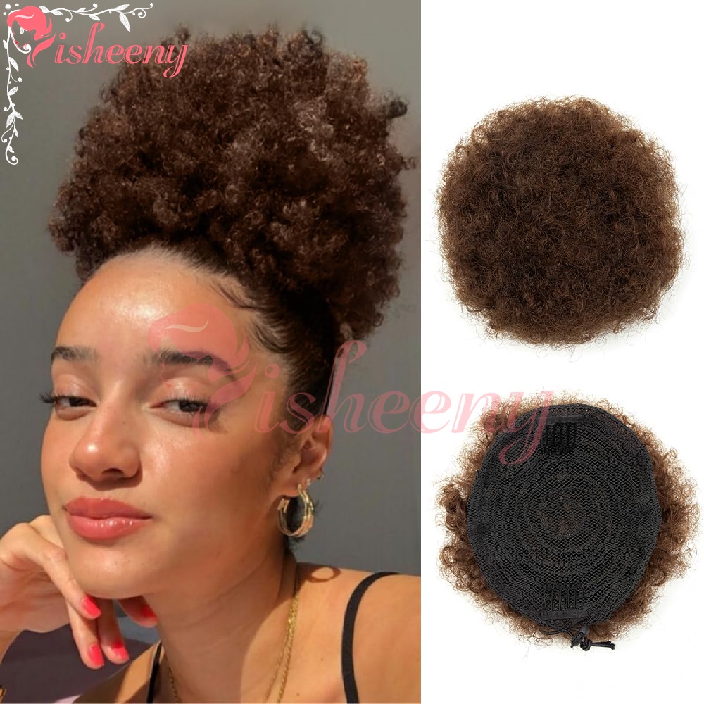 Drawstring Afro Curly Puff Ponytail - Isheeny Afro Puff Bouclé Crépu avec