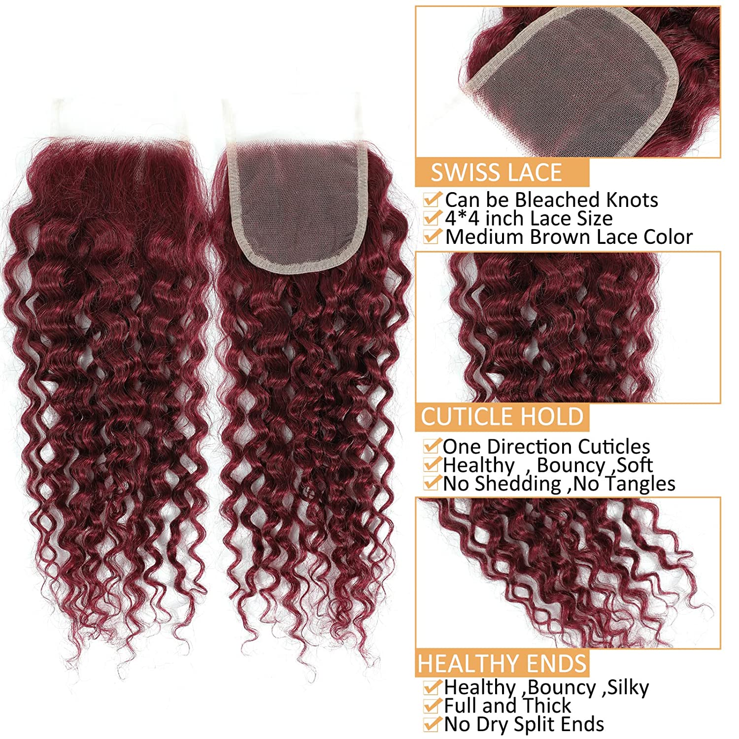 12A Bundles de cheveux humains - Deep Wave 3 Bundles With Closure avis et prix