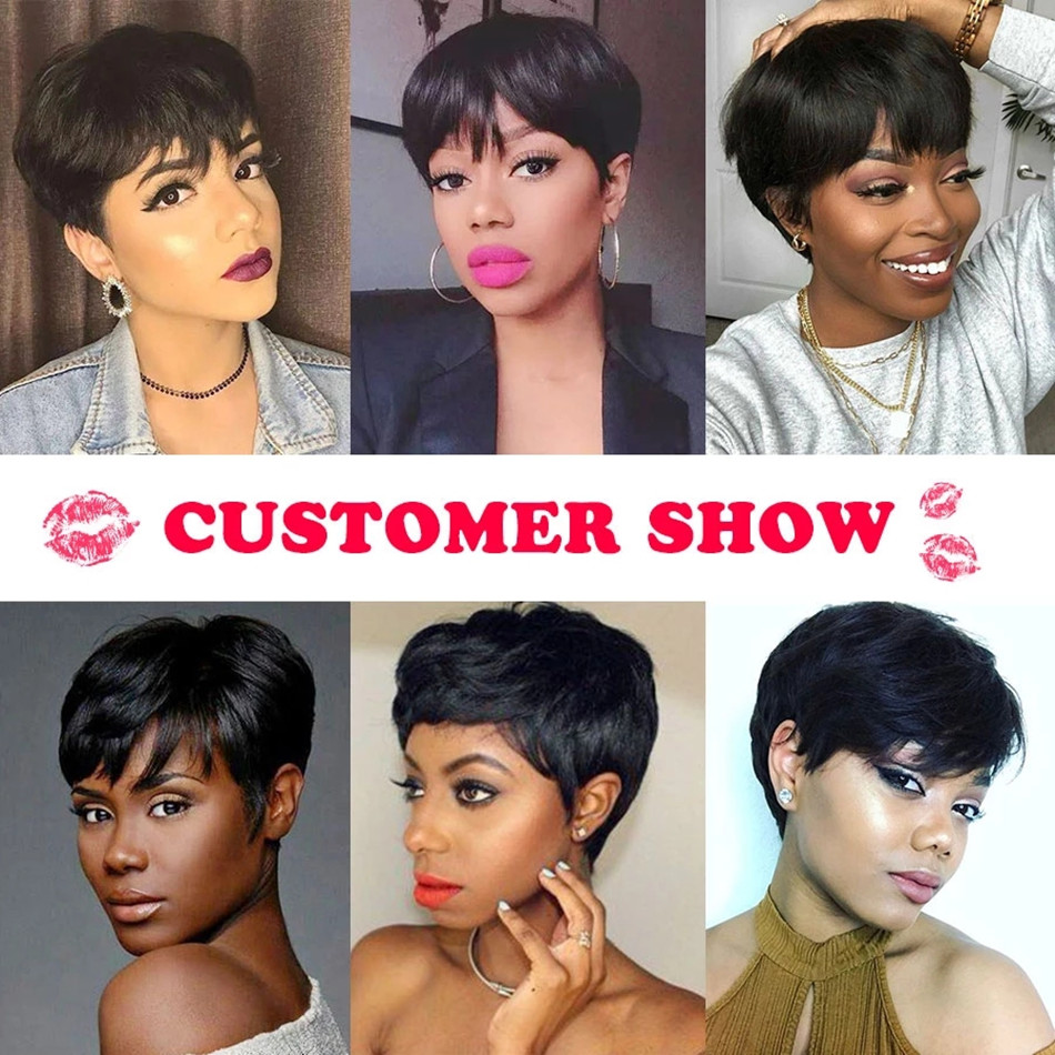Perruques courtes en cheveux h - Short Pixie Cut Wig Human Hair Cheap avis et prix