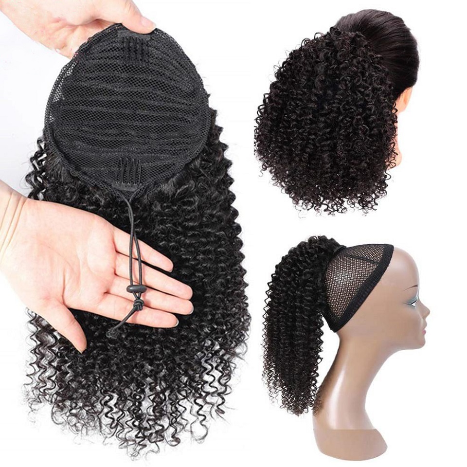 Queue de cheval afro bouclée à - Seamless Clip In Hair Extensions Human Hair avis et prix