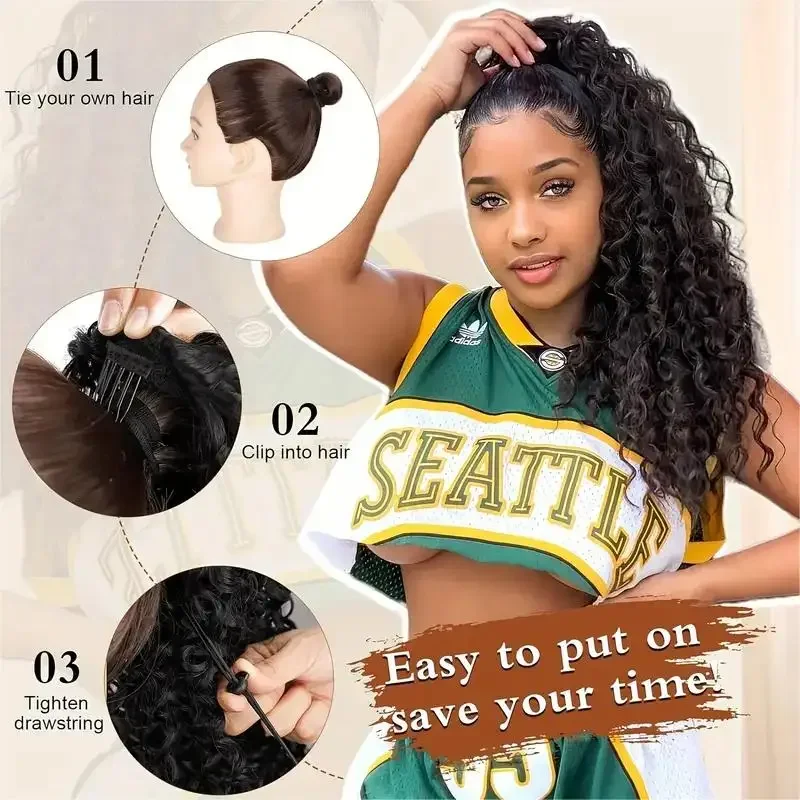 Extension queue de cheval long - Drawstring Afro Curly Puff Ponytail avis et prix
