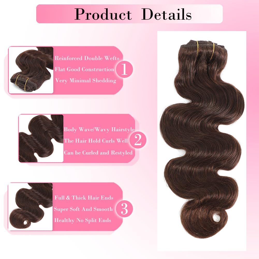 # 4 Clips de vague de corps br - Seamless Clip In Hair Extensions Human Hair avis et prix