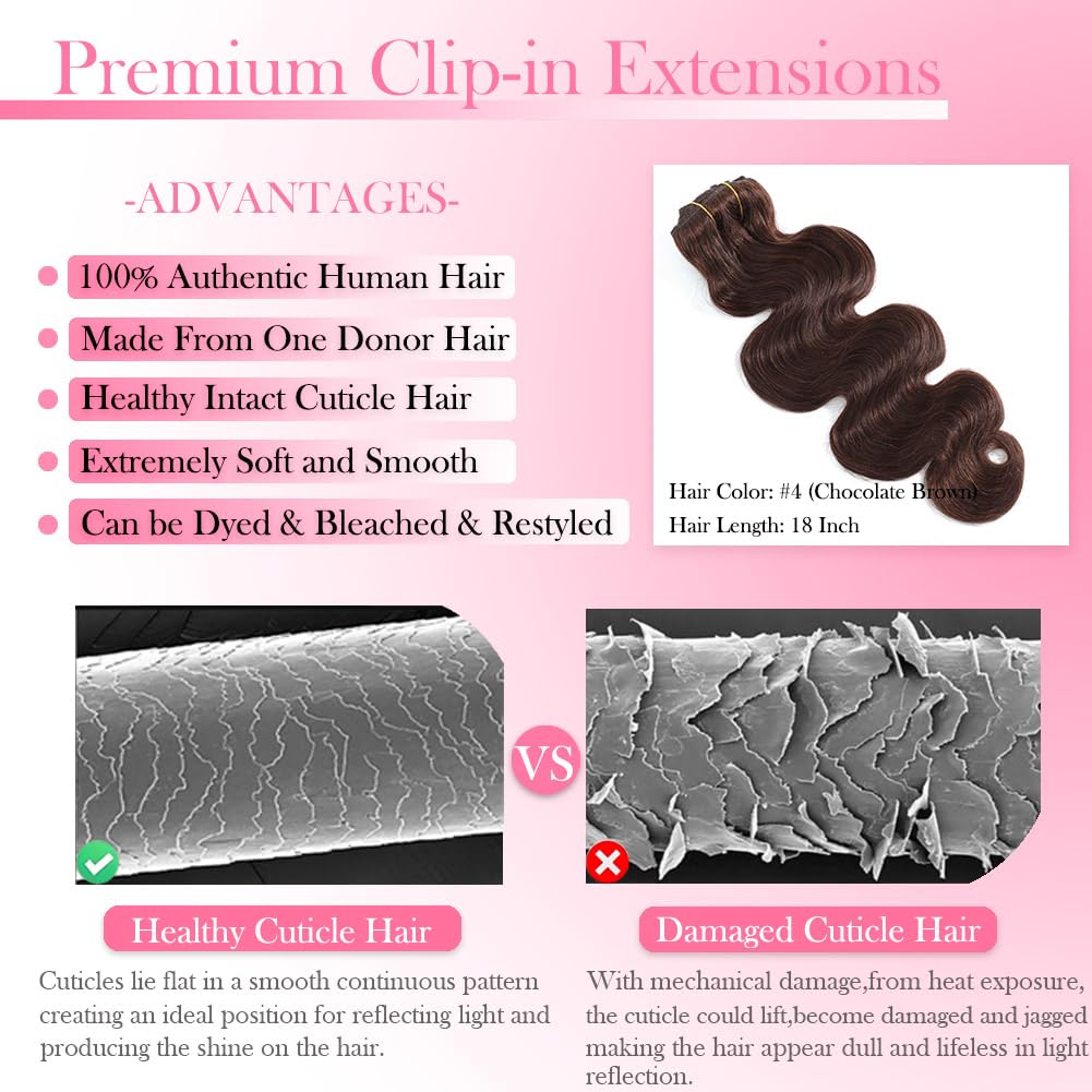 # 4 Clips de vague de corps br - Seamless Clip In Hair Extensions Human Hair avis et prix