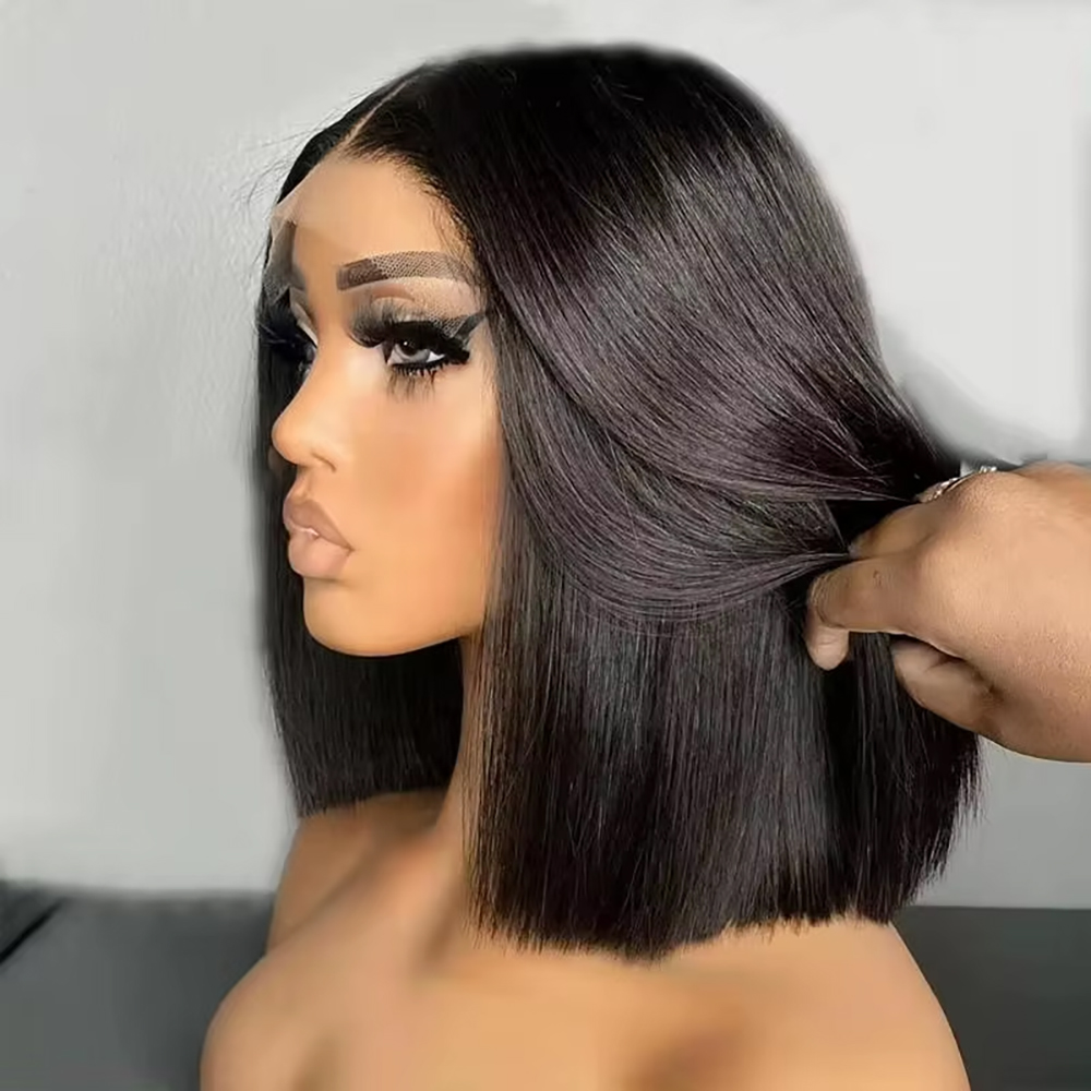 Perruques brésiliennes lisses  - Pre Parted 13X4 Lace Front Bob Wig avis et prix