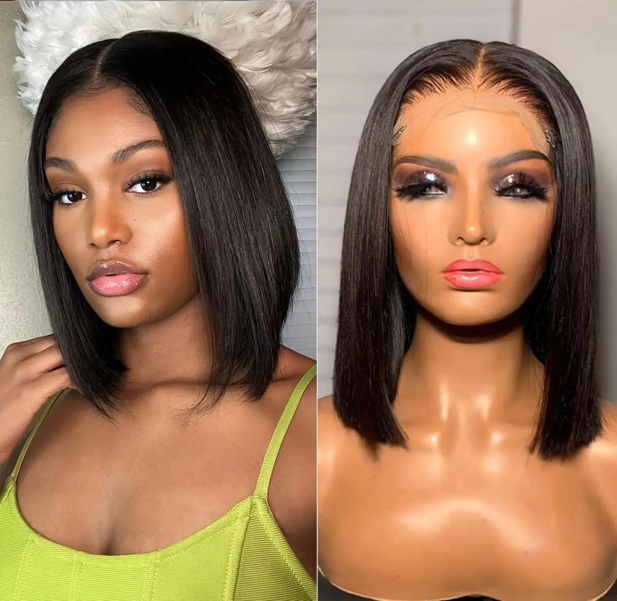 Perruques Bob courtes droites  - Glueless Wear And Go Human Hair Wig avis et prix