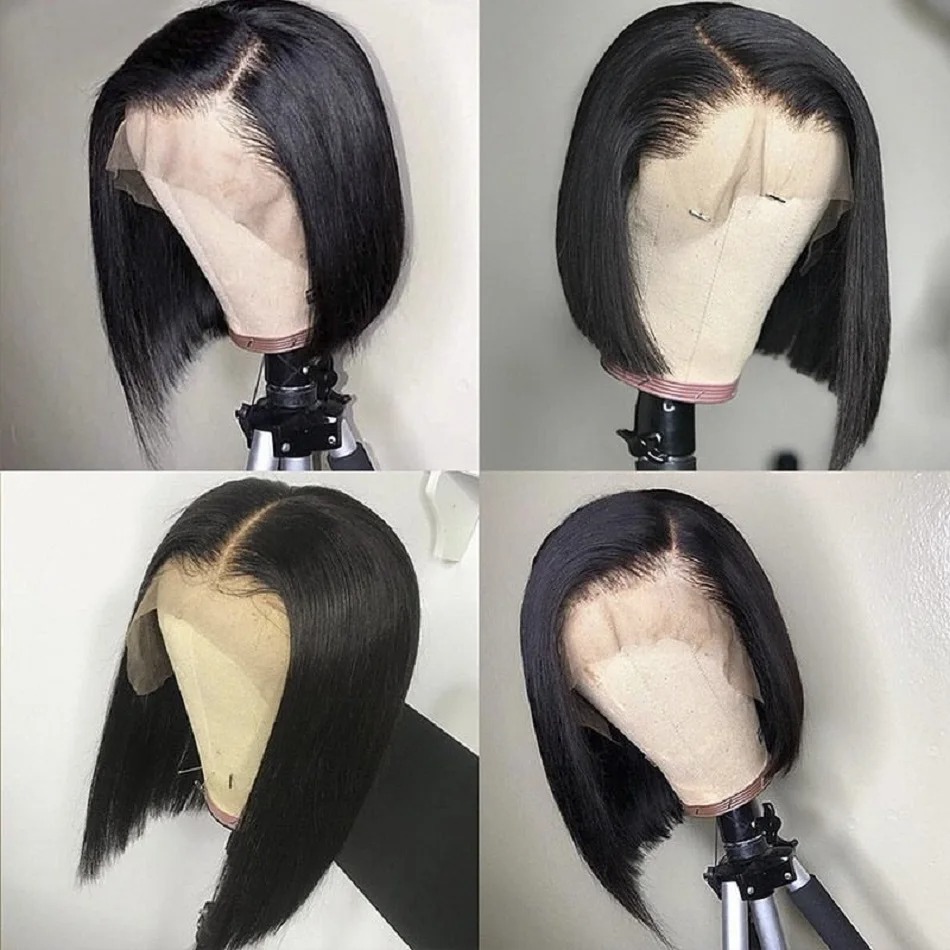 Perruque noire courte Lace Fro - Pre Parted 13X4 Lace Front Bob Wig avis et prix