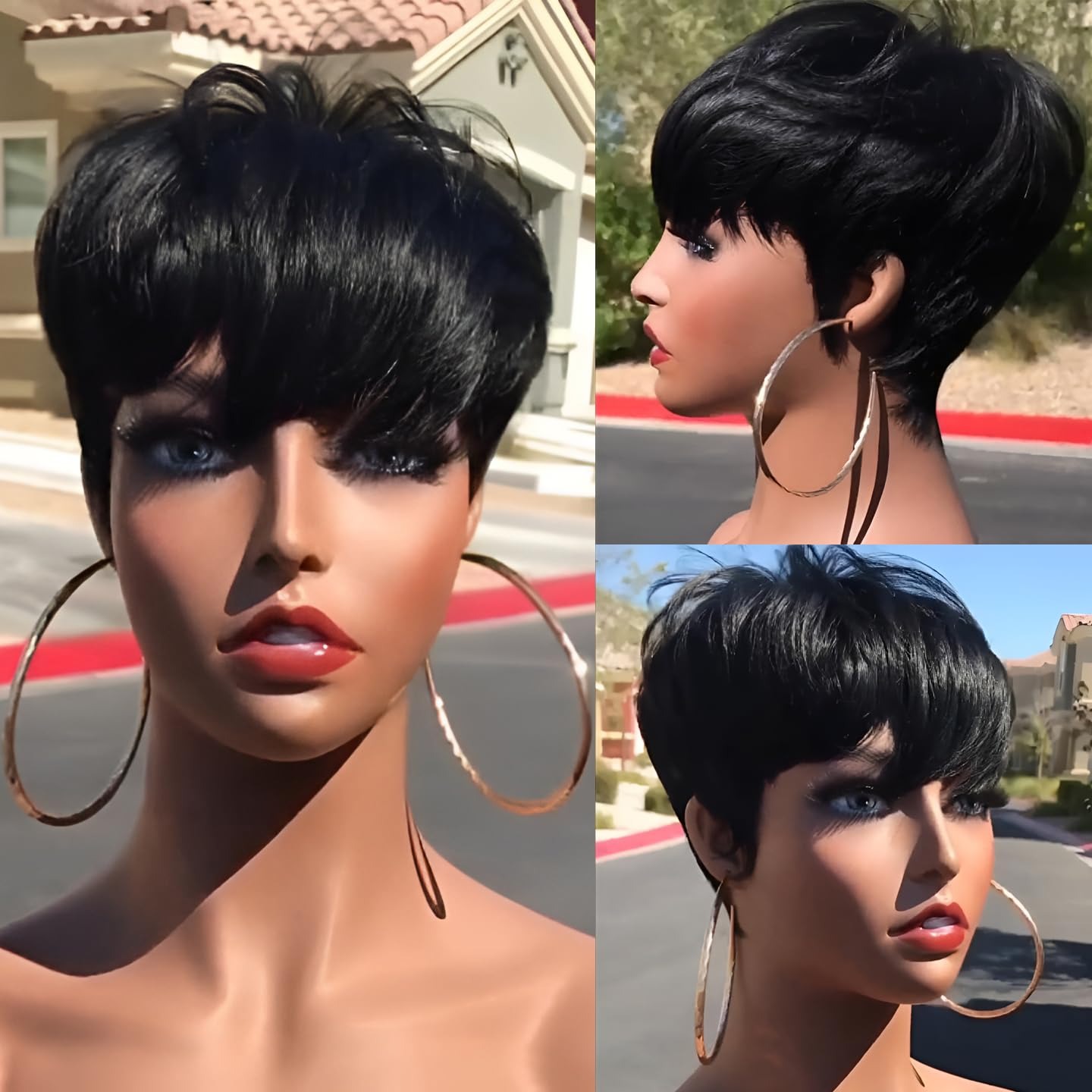 Perruques de cheveux humains c - Short Pixie Cut Wig Human Hair Cheap avis et prix