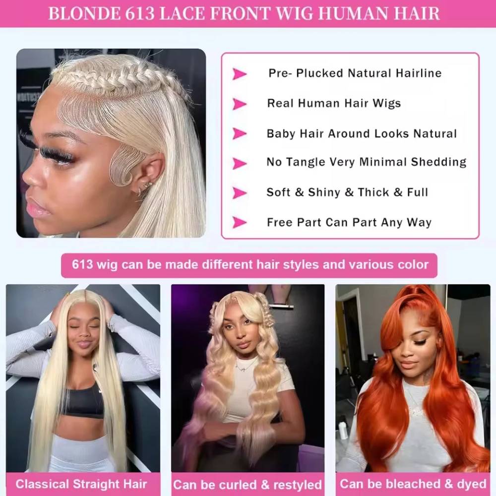 Perruques lisses blond miel 61 - Hd Lace Frontal Wig Human Hair Pre Plucked avis et prix
